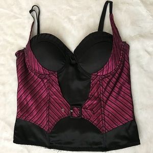 black & hot pink Strap corset crop top